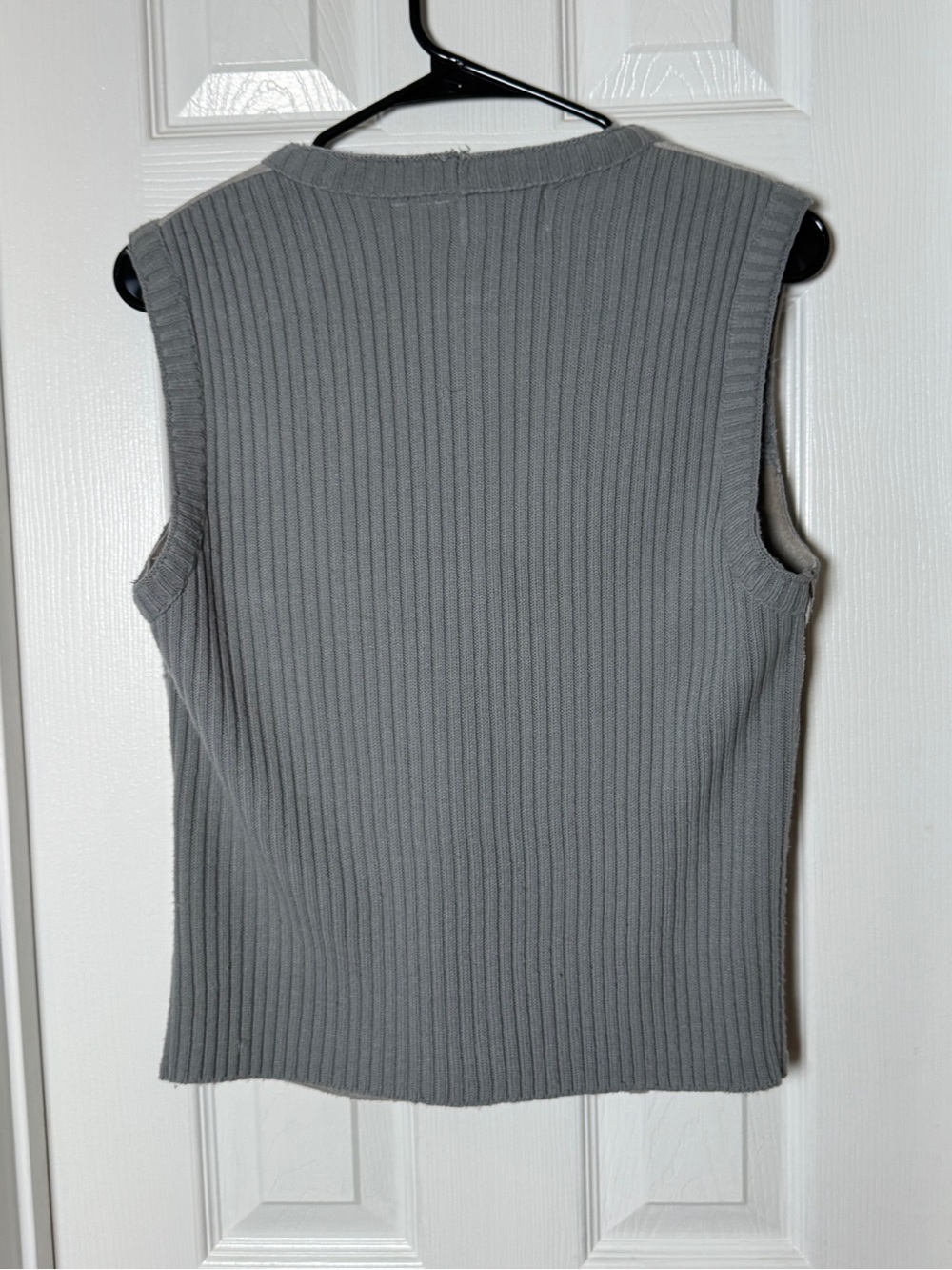 VTG 70s Ms. Today Grey Suede Knit Panel Boho Button Vest Size 12/M - Picture 5 of 9